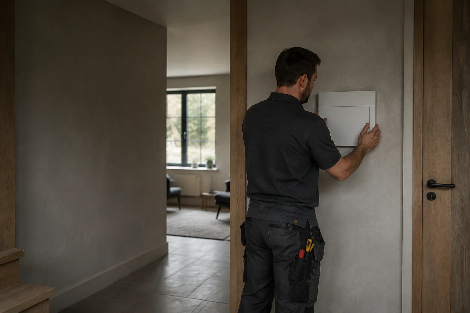Illustration of electrical work in a modern home